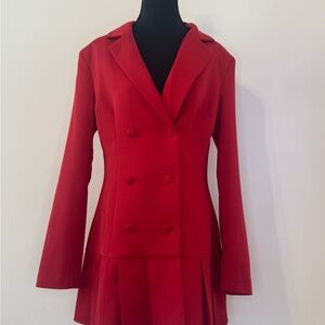 PrettyLittleThing Red Blazer Style Dress